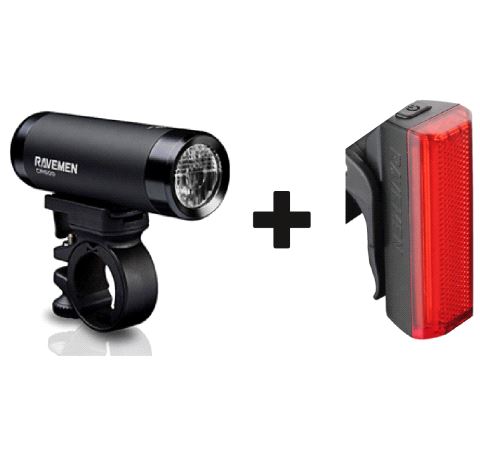 RAVEMEN FRONTLYKT 600 LUMEN OG BAKLYKT